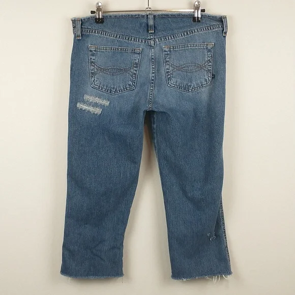 Y2K Vintage Abercrombie & Fitch Womens Cut Off Raw Waist Crop Button Fly Jeans 4 - Picture 10 of 13